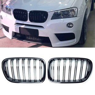 Решетки радиатора BMW X3 F25 дорест M Performance глянец ноздри двухреберные 833-c10 фото